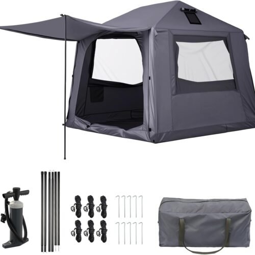 Inflatable Tent with Transparent Skylight and High Pressure Pump