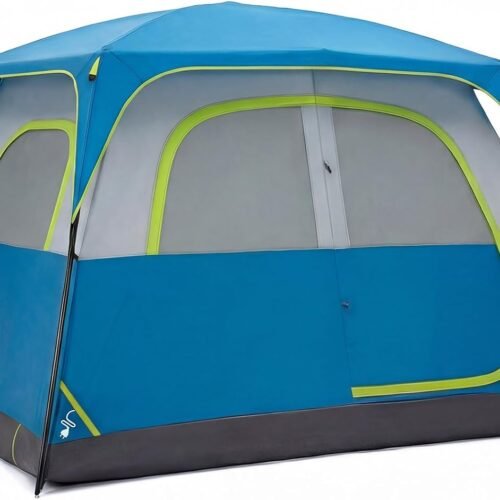 6 Person Family Camping Tent with Large Mesh Door and 4 Windows