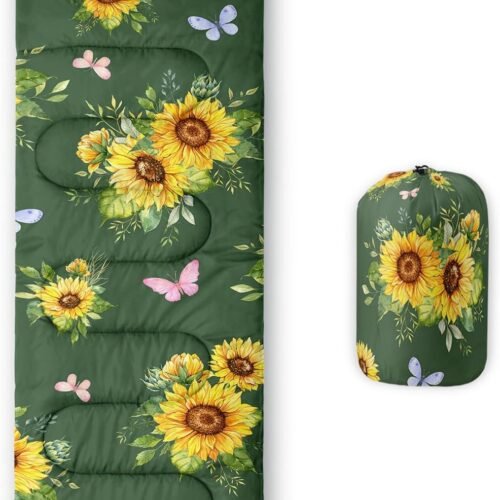 All Season Camping Sleeping Bag with Waterproof Hexagonal Shell and Double Sided Zipper