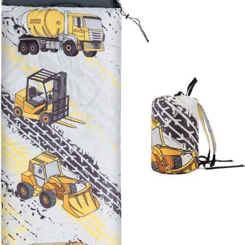 Kids Outdoor Sleeping Bag with Wide Straps and Hood Drawstring