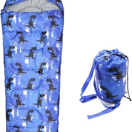 Kids Sleeping Bag with Waterproof Shell and 3D Fiber Filling